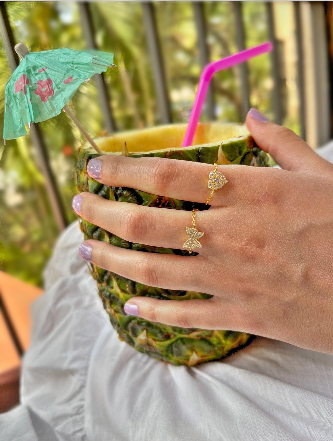 Adjustable Butterfly/Heart Chain Rings