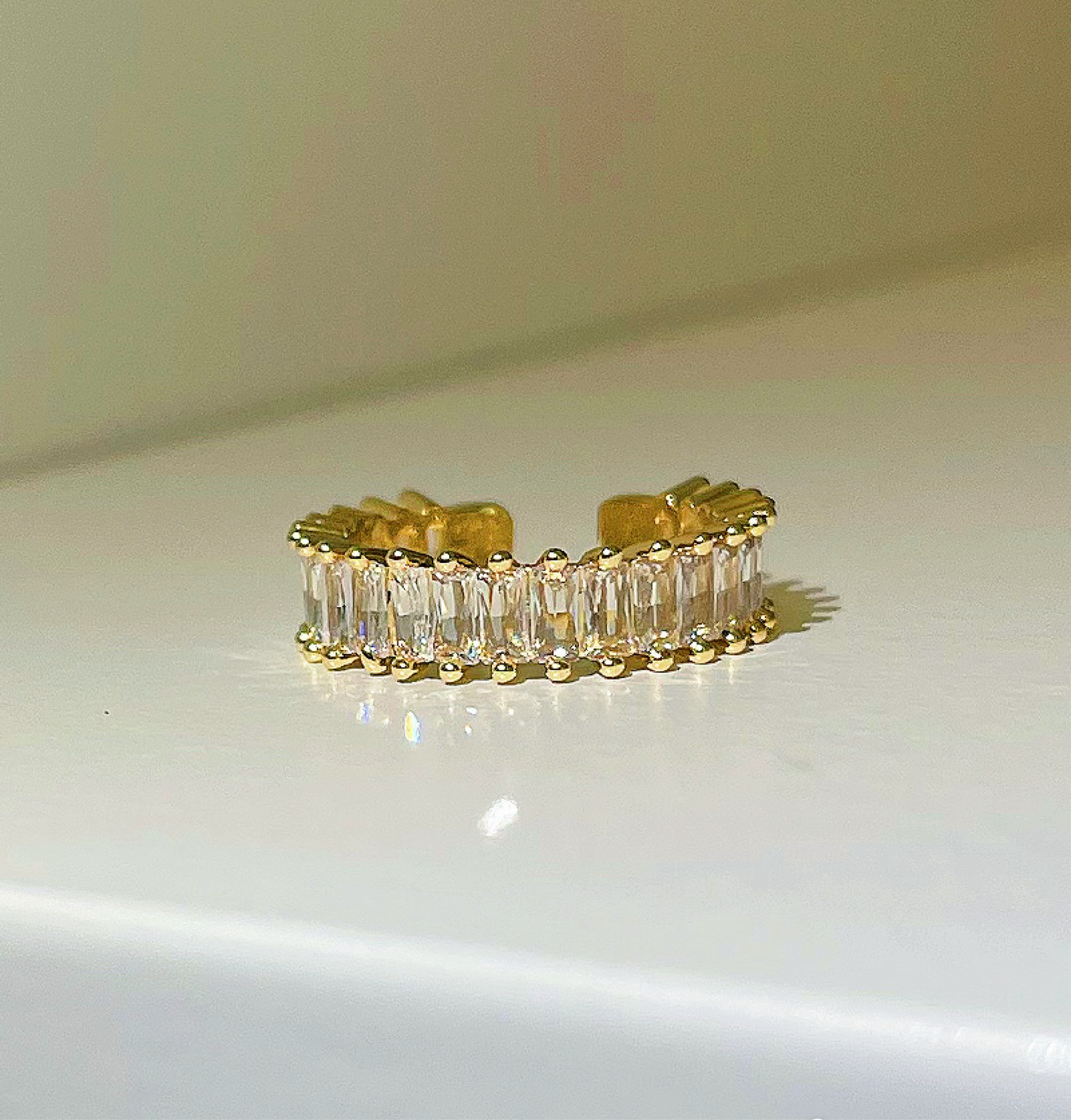 Adjustable Gold Baguette ring